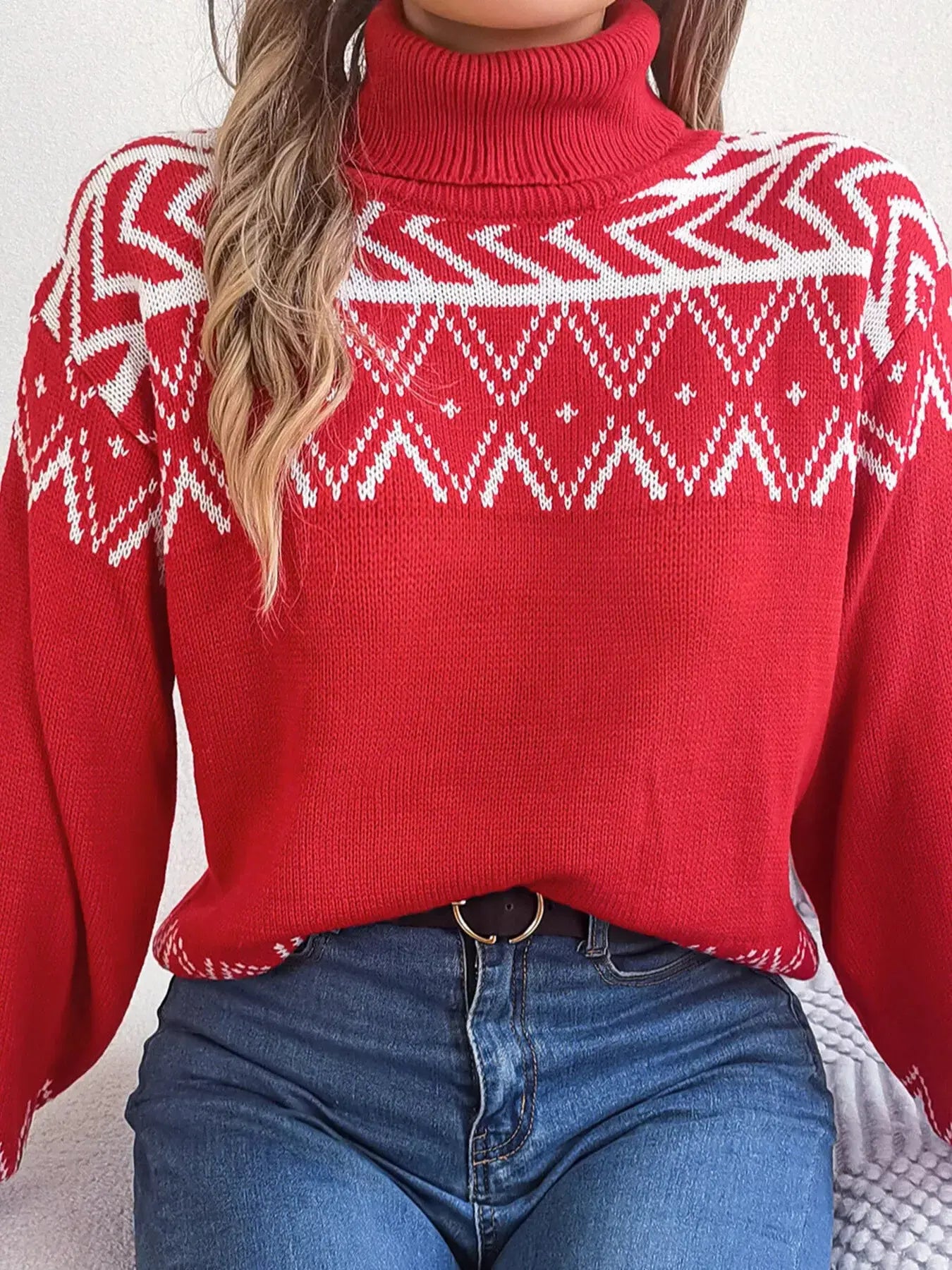 Turtleneck Dropped Shoulder Sweater