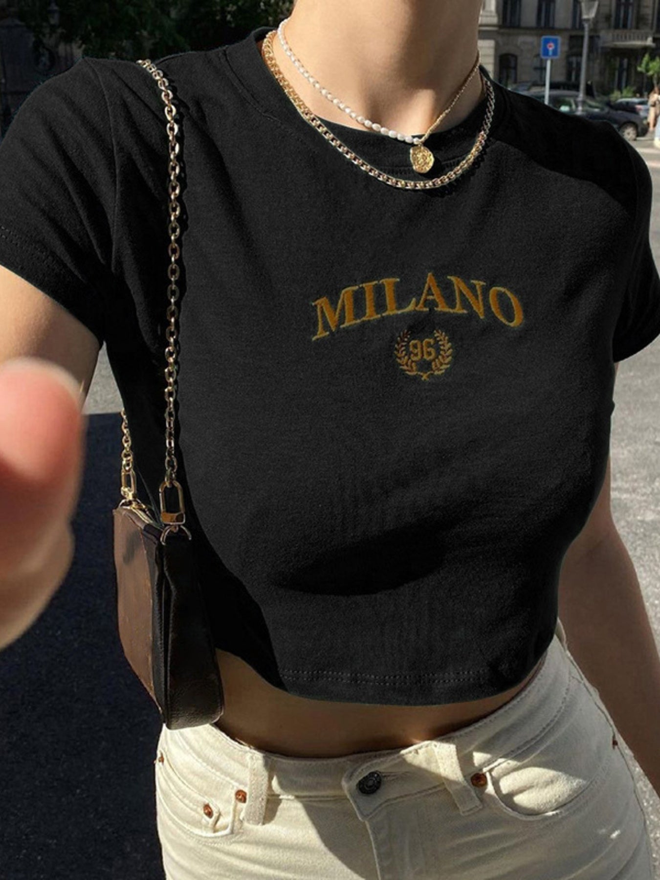 Milano Embroidered Cropped T Shirt