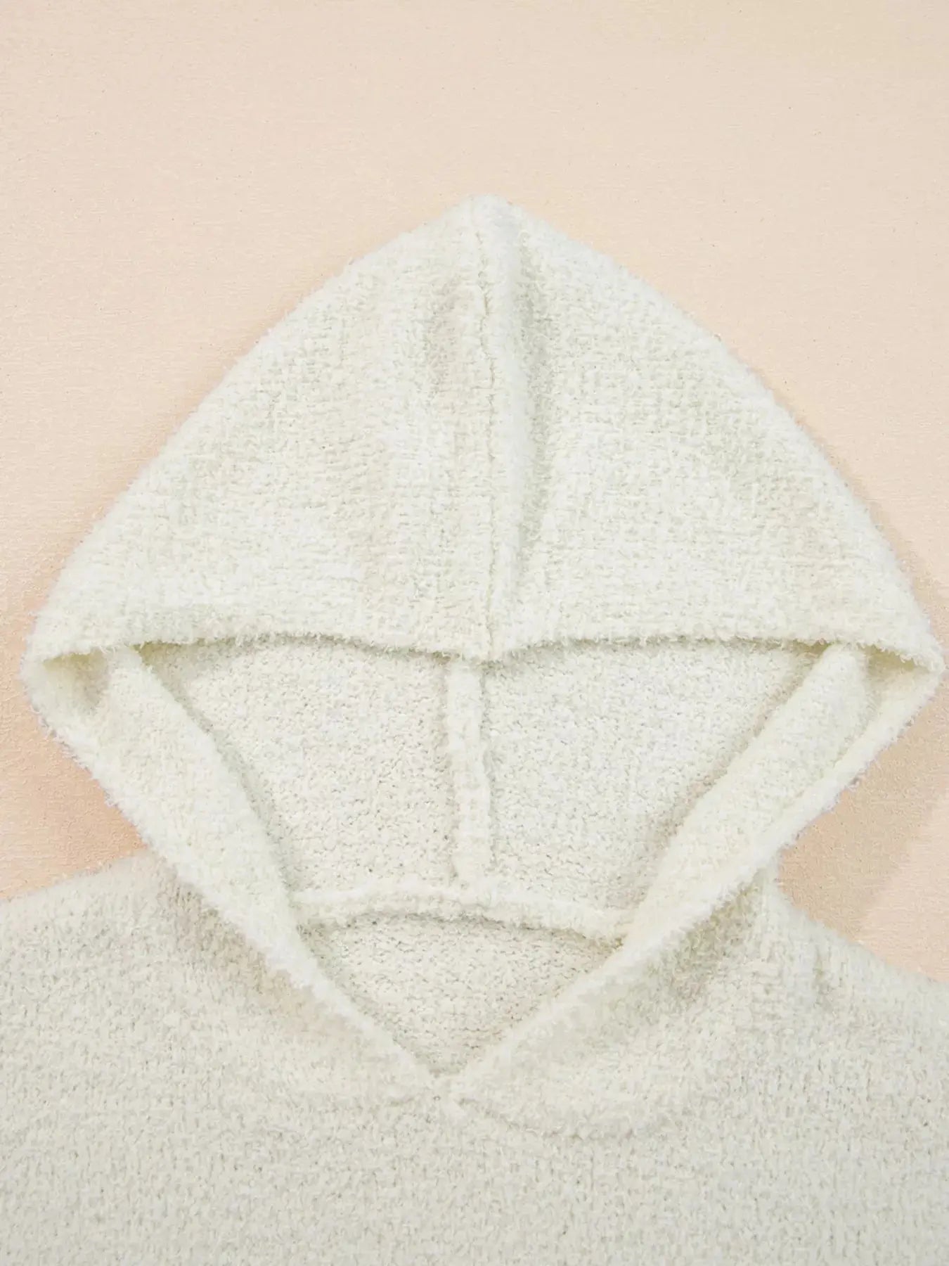 Multicolored Striped Accent Popcorn Hooded Sweater