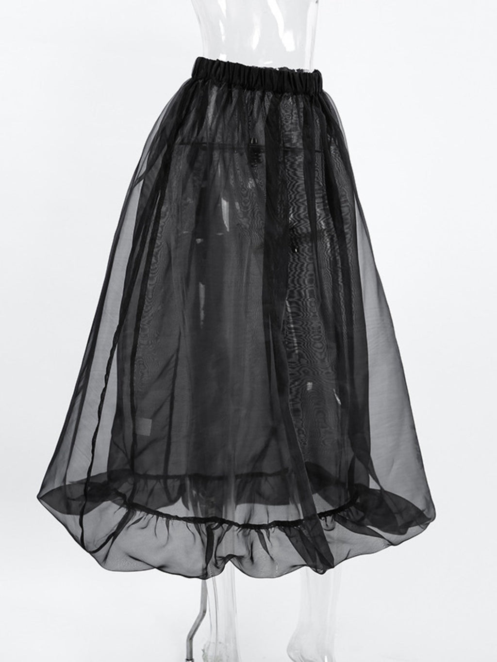 Sheer Flowy Elastic Waist Midi Skirt