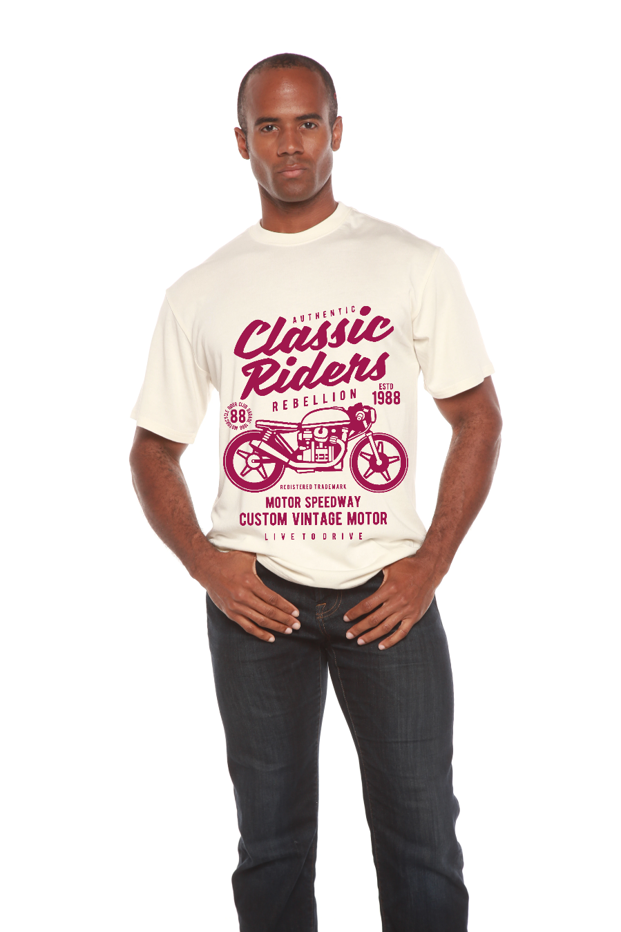 Classic Riders Men's Bamboo Viscose/Organic Cotton Short Sleeve Graphic T-Shirt