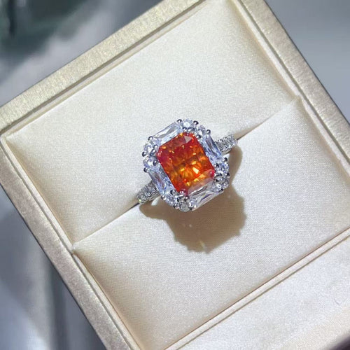 3 Carat Emerald Cut Moissanite Halo Ring