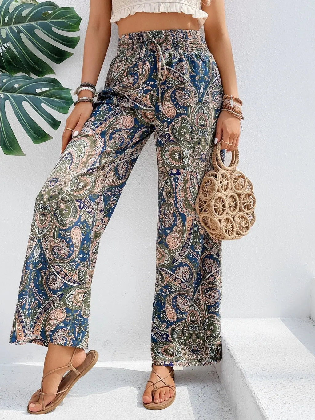 Boho Paisley Printed Wide Leg Pants
