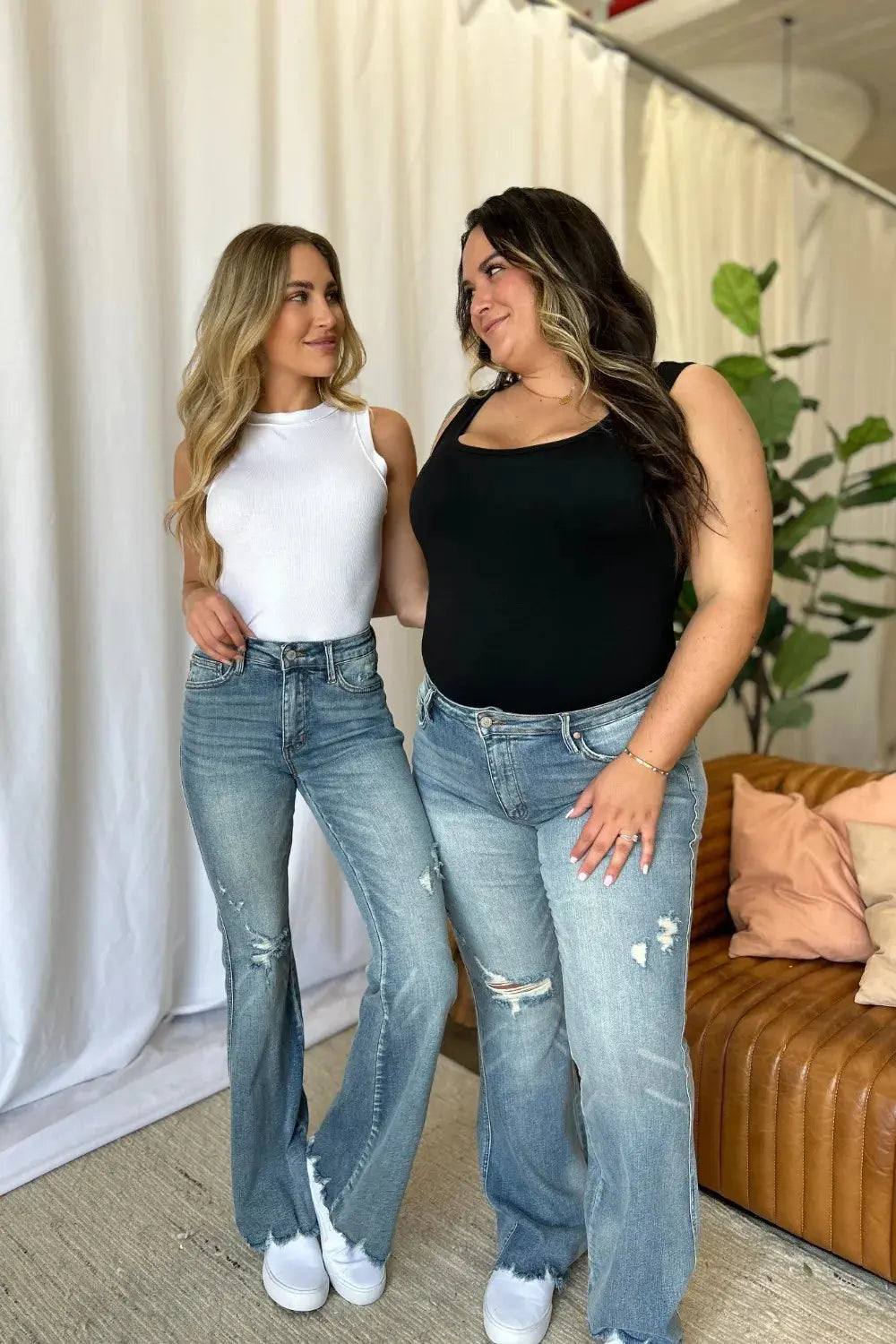 Plus Size Medium Rise Tummy Control Destroy Flare Judy Blue Jeans