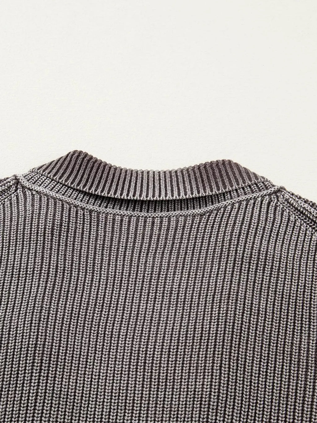 Mineral Wash Exposed Seam Patchwork Open Knit Cardigan