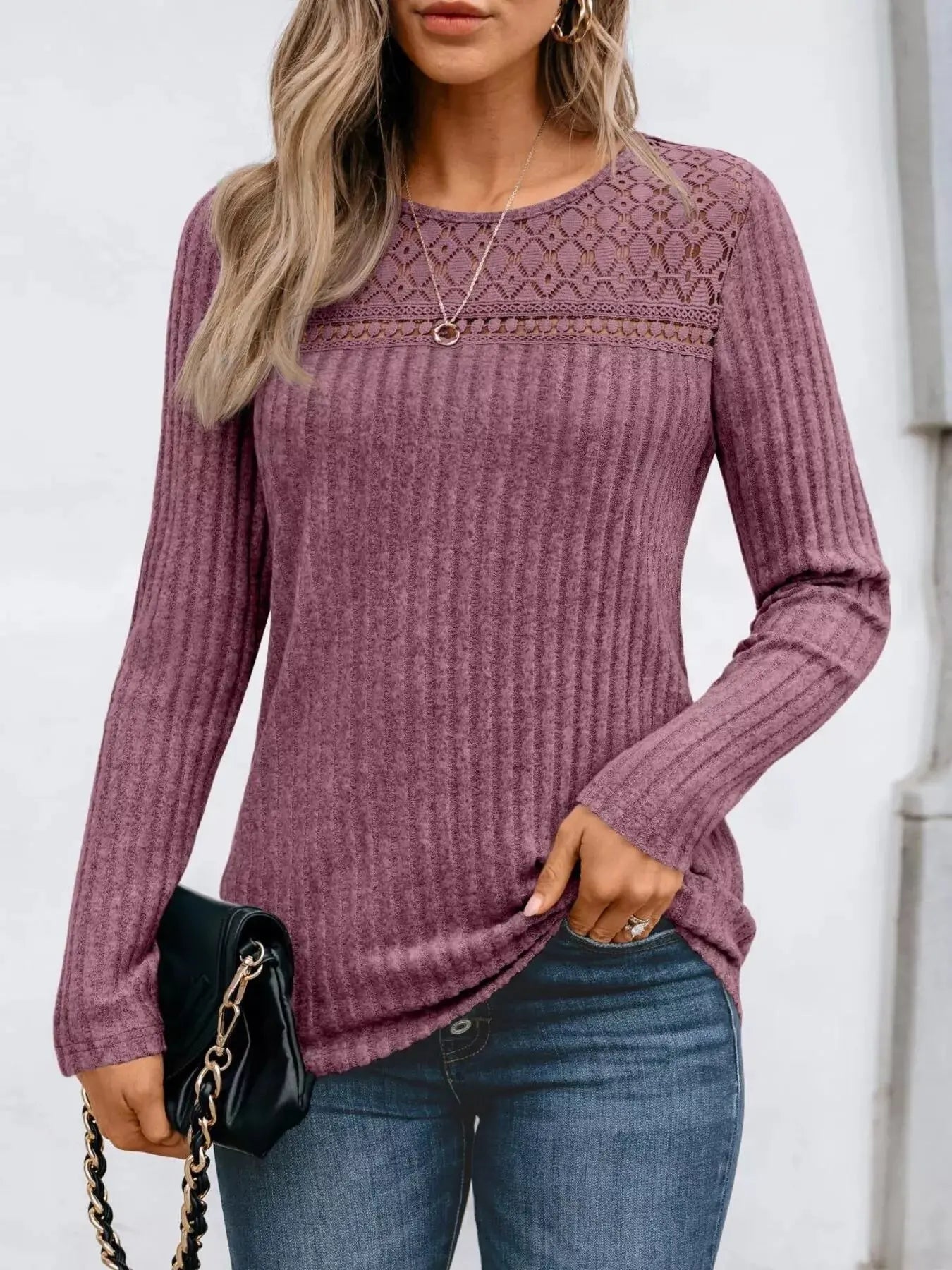 Ribbed Long Sleeve T Shirt
