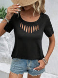 Women's Black Cutout T Shirt