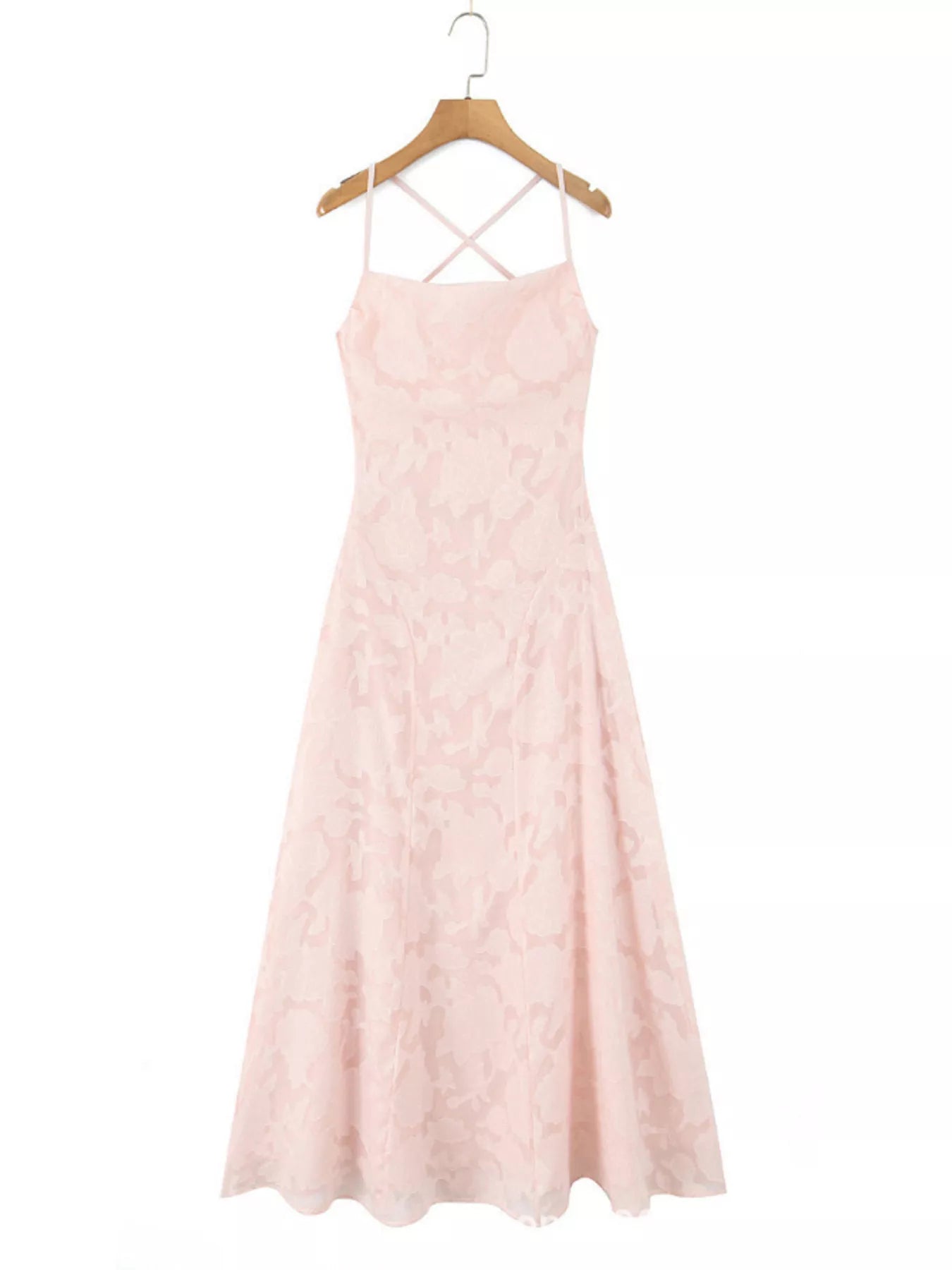 Lace-Up Back Floral Lace Spaghetti Strap Maxi Dress