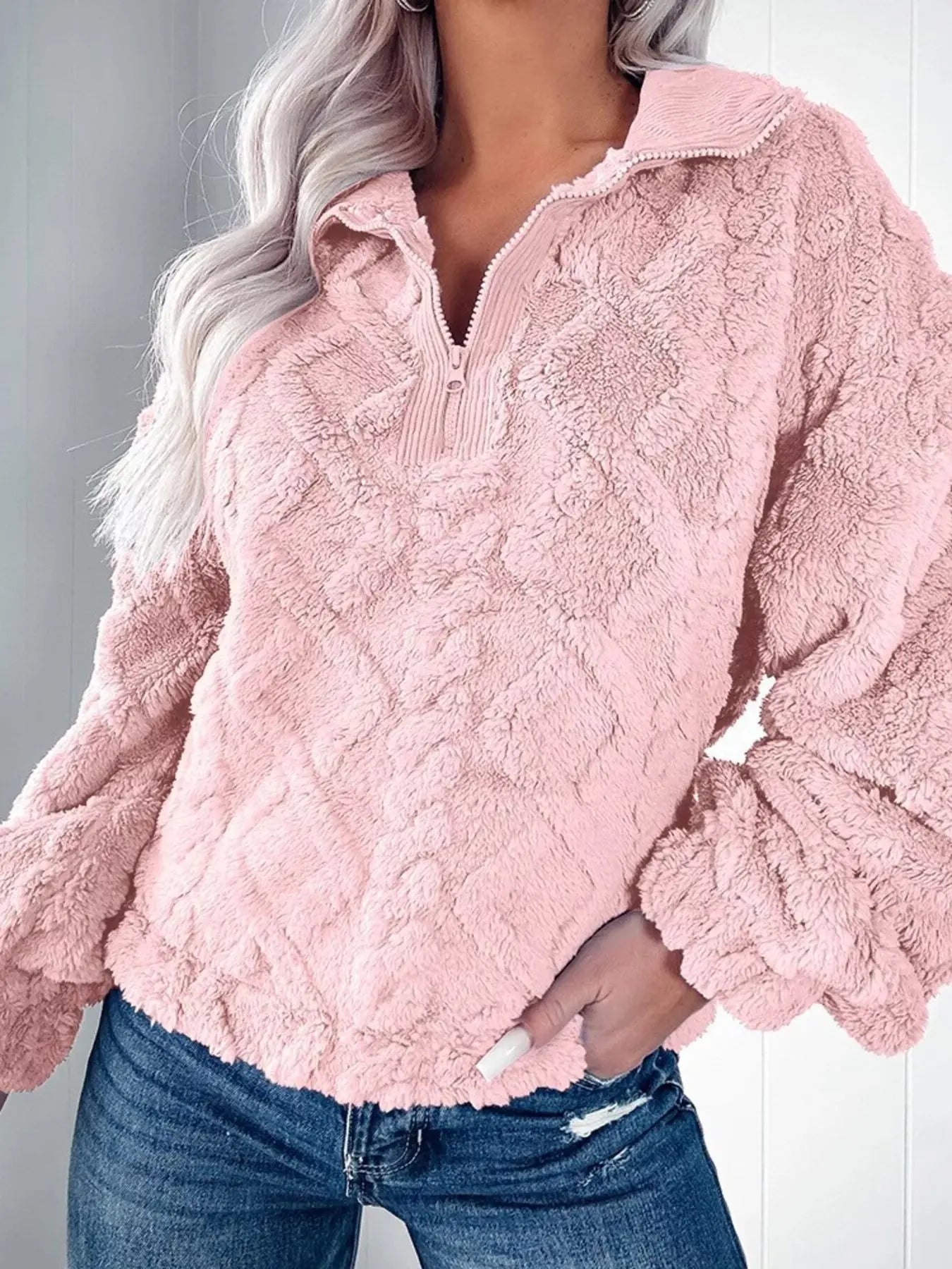 Cozy Fleece Quarter Zip Sweatshirt