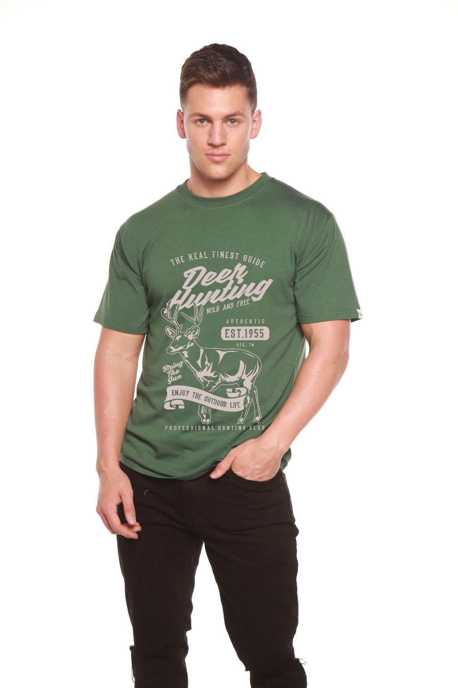 Deer Hunting Men's Bamboo Viscose/Organic Cotton Short Sleeve Graphic T-Shirt