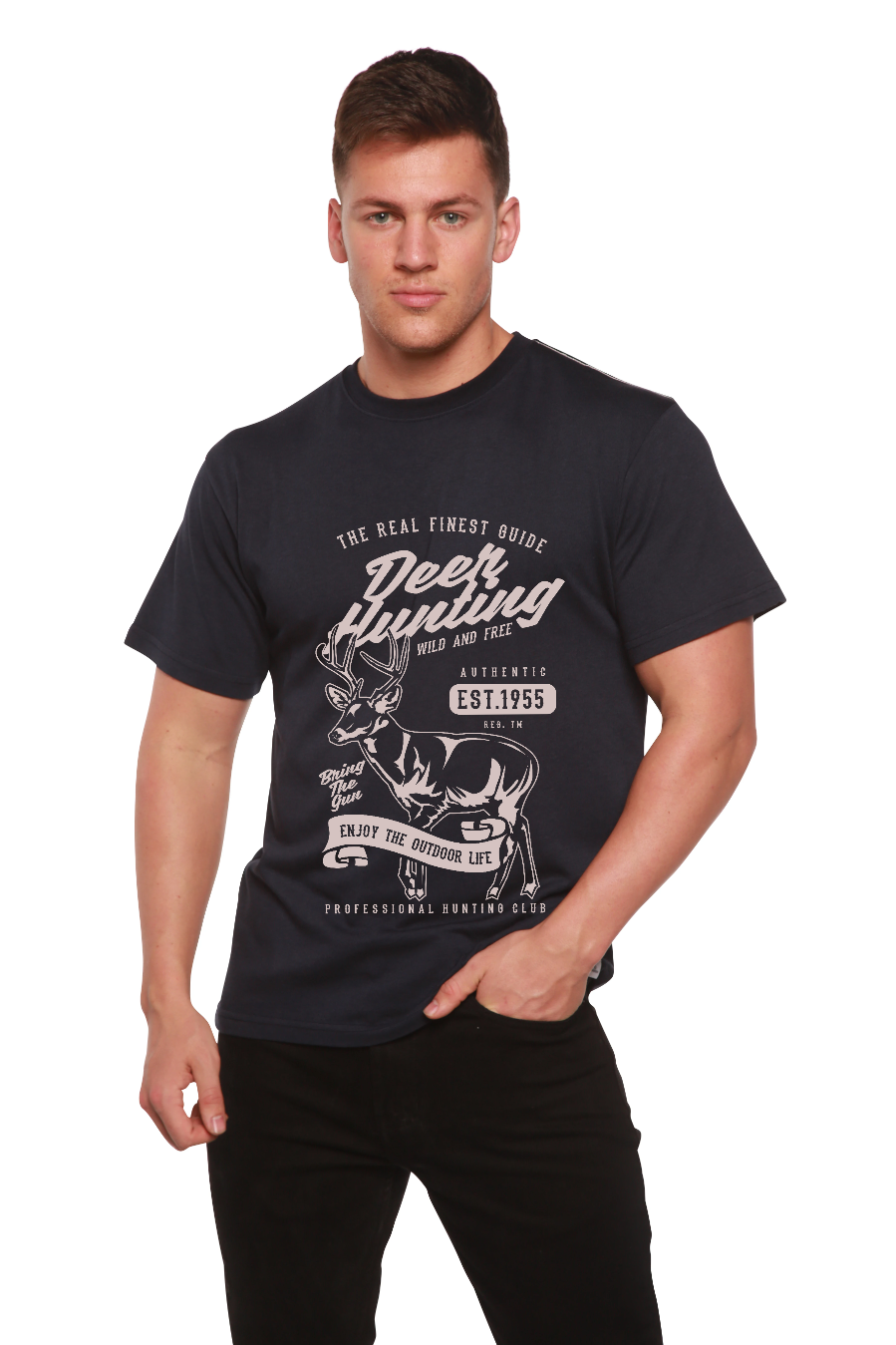 Deer Hunting Men's Bamboo Viscose/Organic Cotton Short Sleeve Graphic T-Shirt