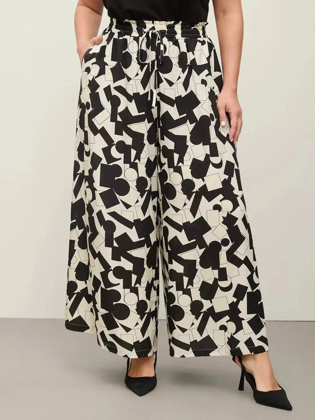 Plus Size Abstract Wide Leg Pants