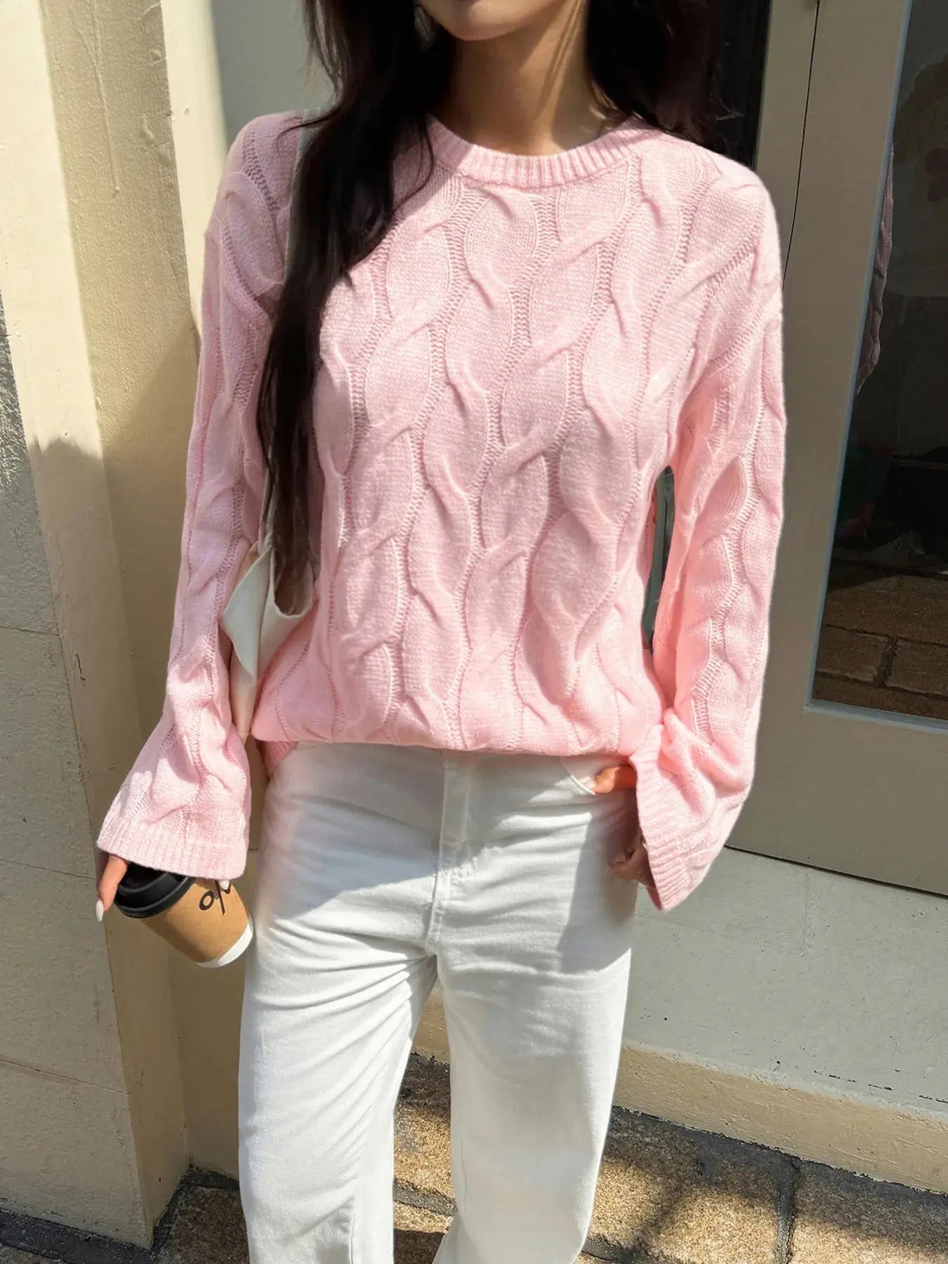 Long Sleeve Cable Knit Sweater