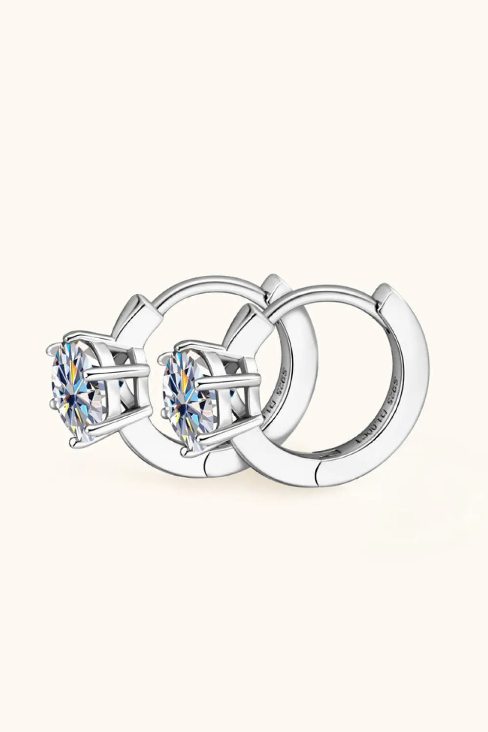 2 Carat Certified Moissanite Sterling Silver Huggie Earrings