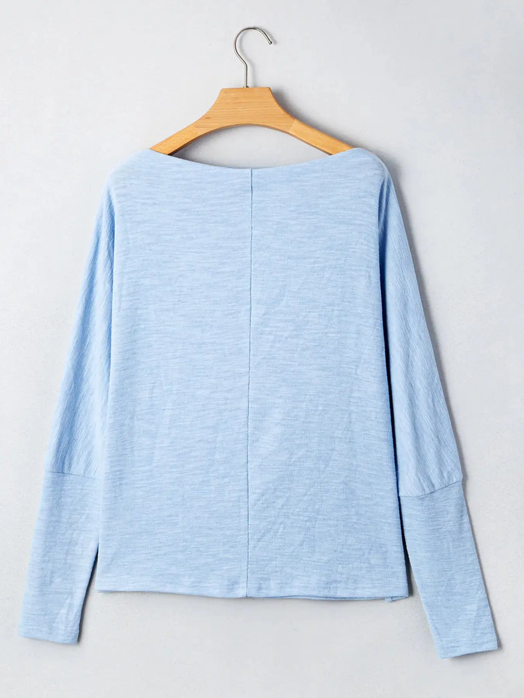 Solid Color Batwing Long Sleeve Top