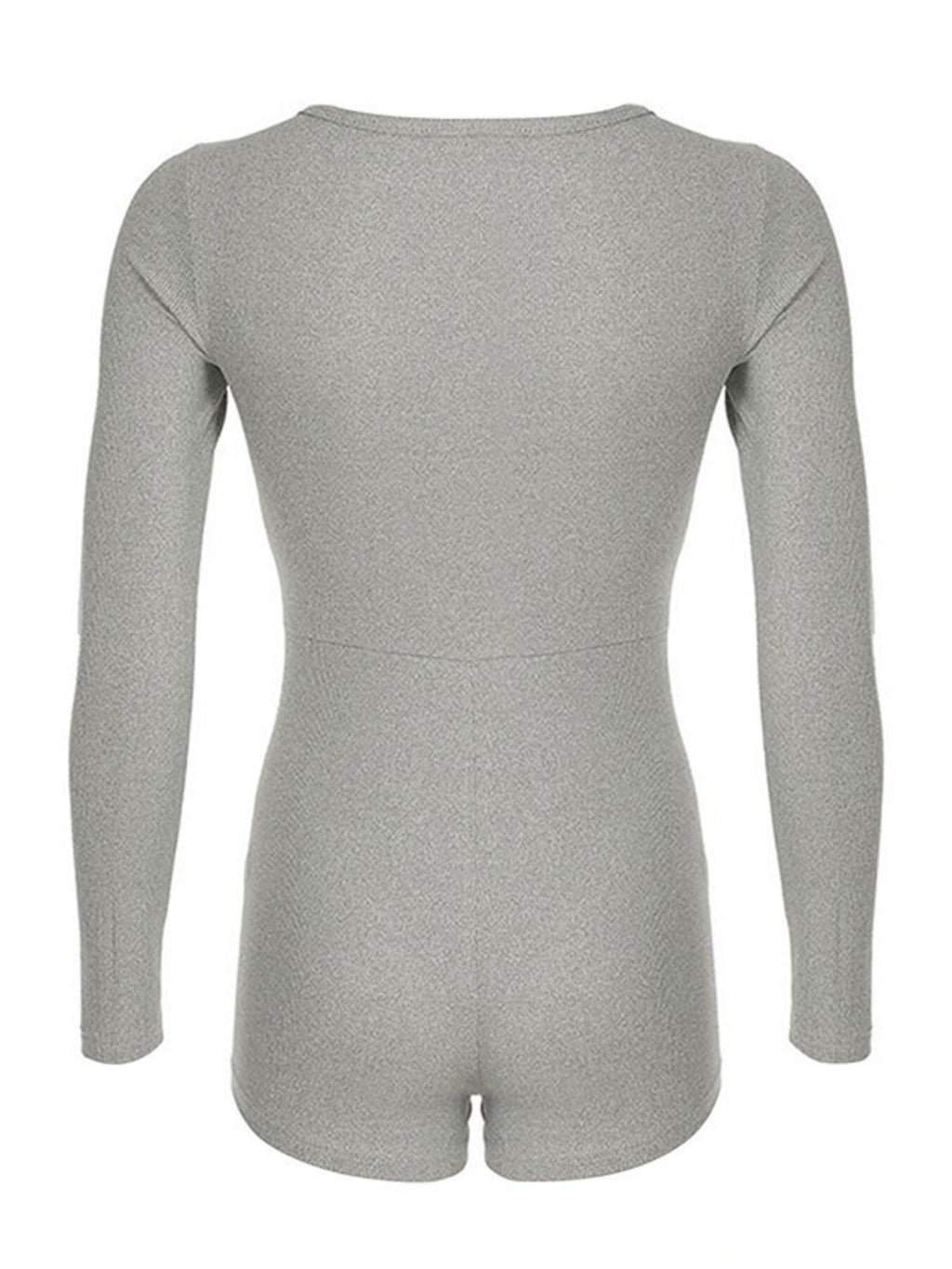 Deep V Neck Long Sleeve Romper