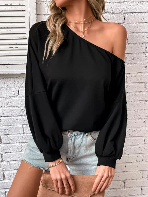 Asymmetrical Long Sleeve One Shoulder Sweatshirt