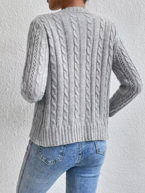 Cable Knit Button Up Cardigan