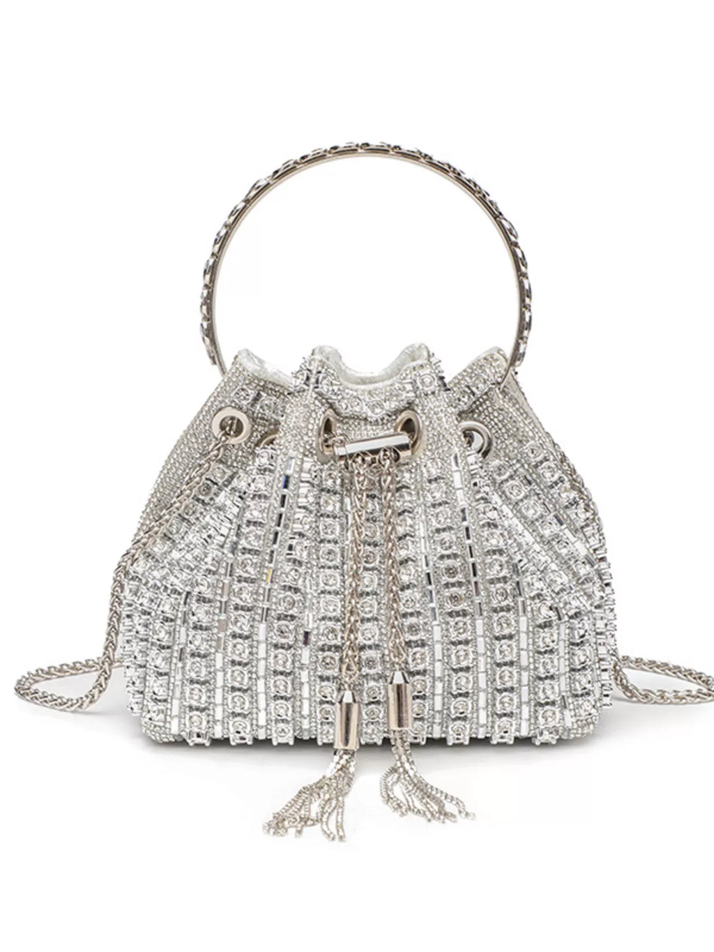 Bucket Style Rhinestone Crossbody Bag