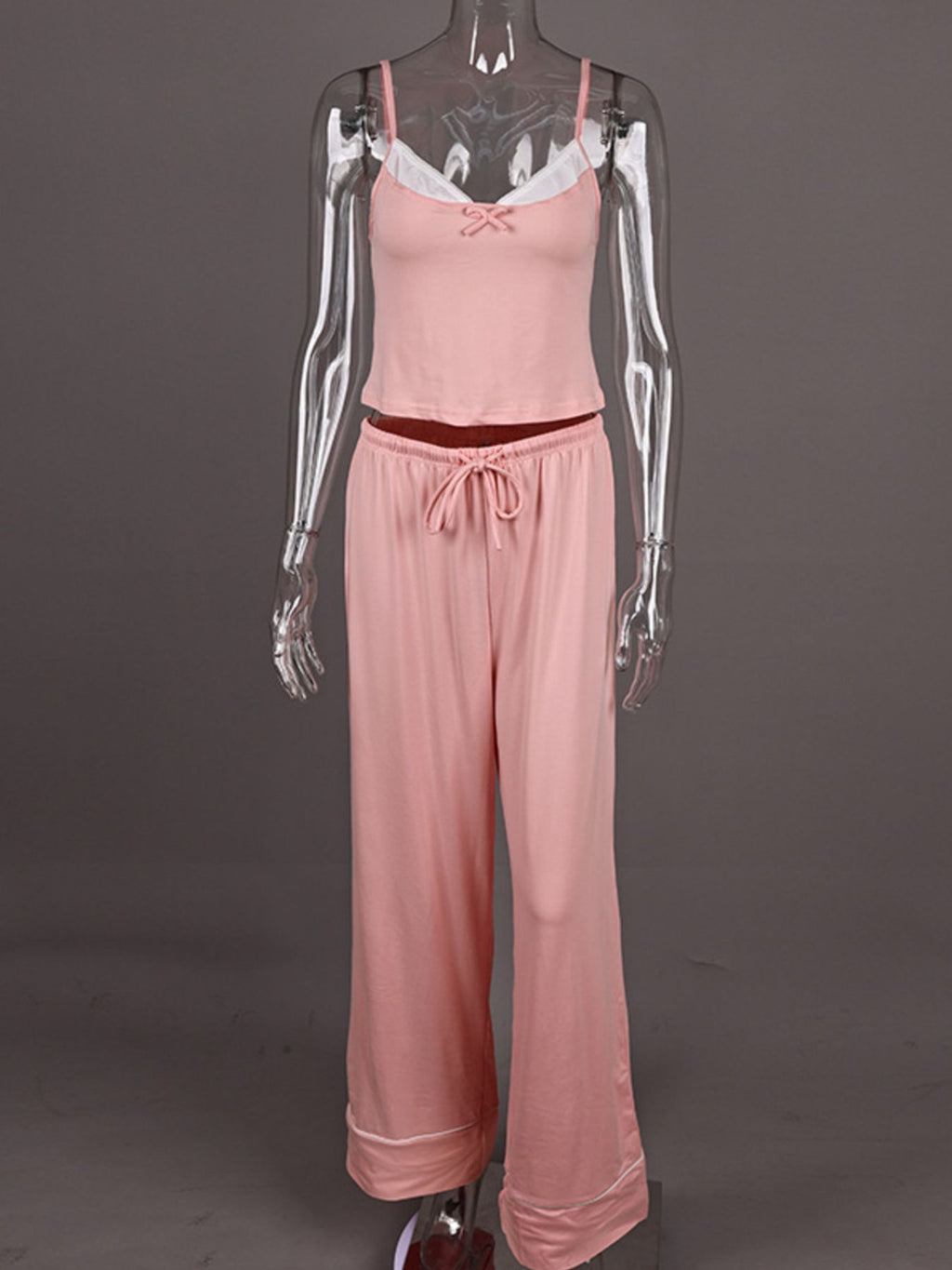 Lace Trim Cami & Pants Two Piece Loungewear Set