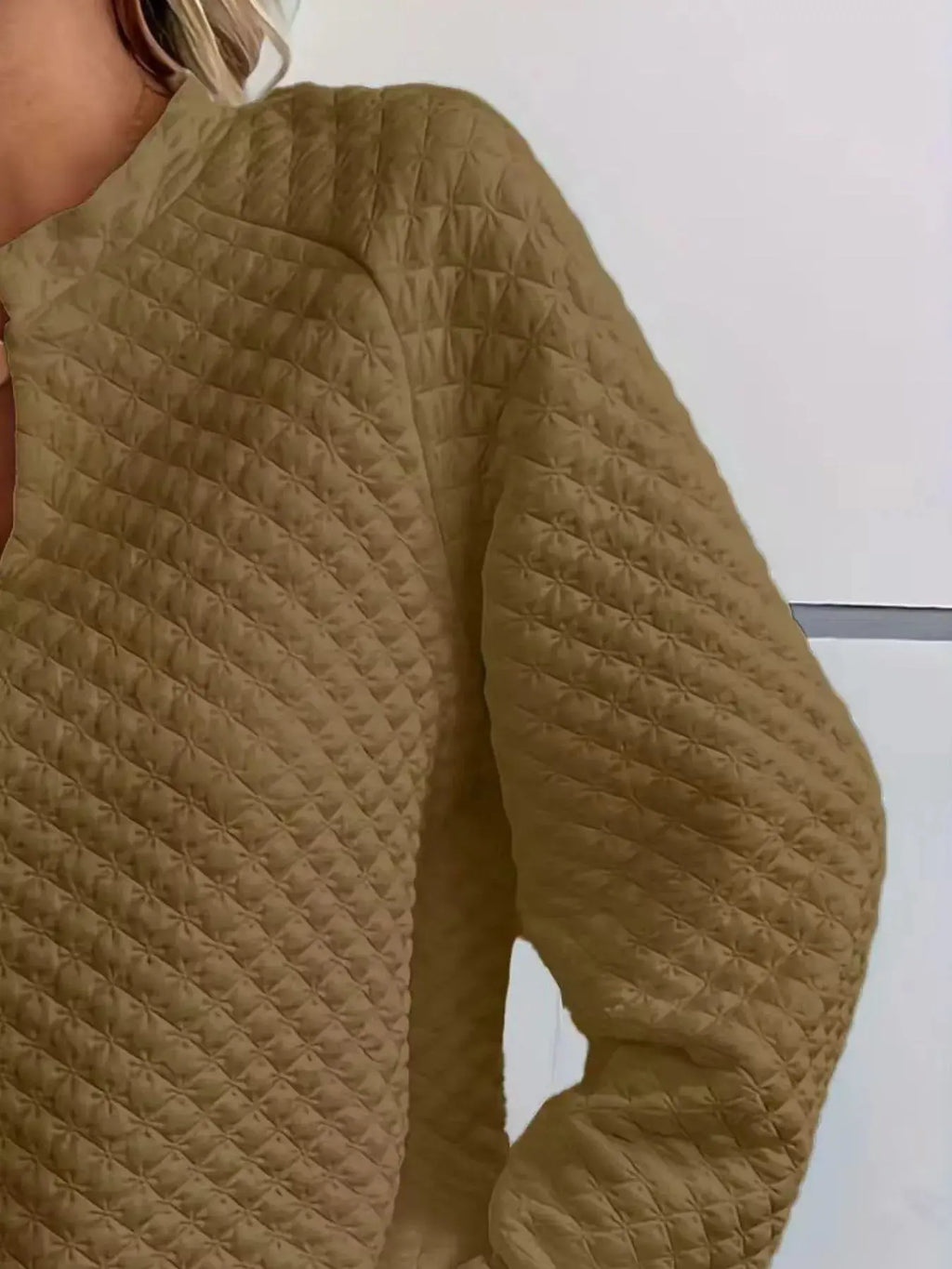 Notched Raglan Sleeve Sweatshirt