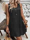Chambray Tank Dress with Buttons – Plus Size