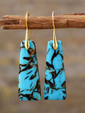 Geometric Imperial Jasper Dangle Earrings - Boho Gold Hooks