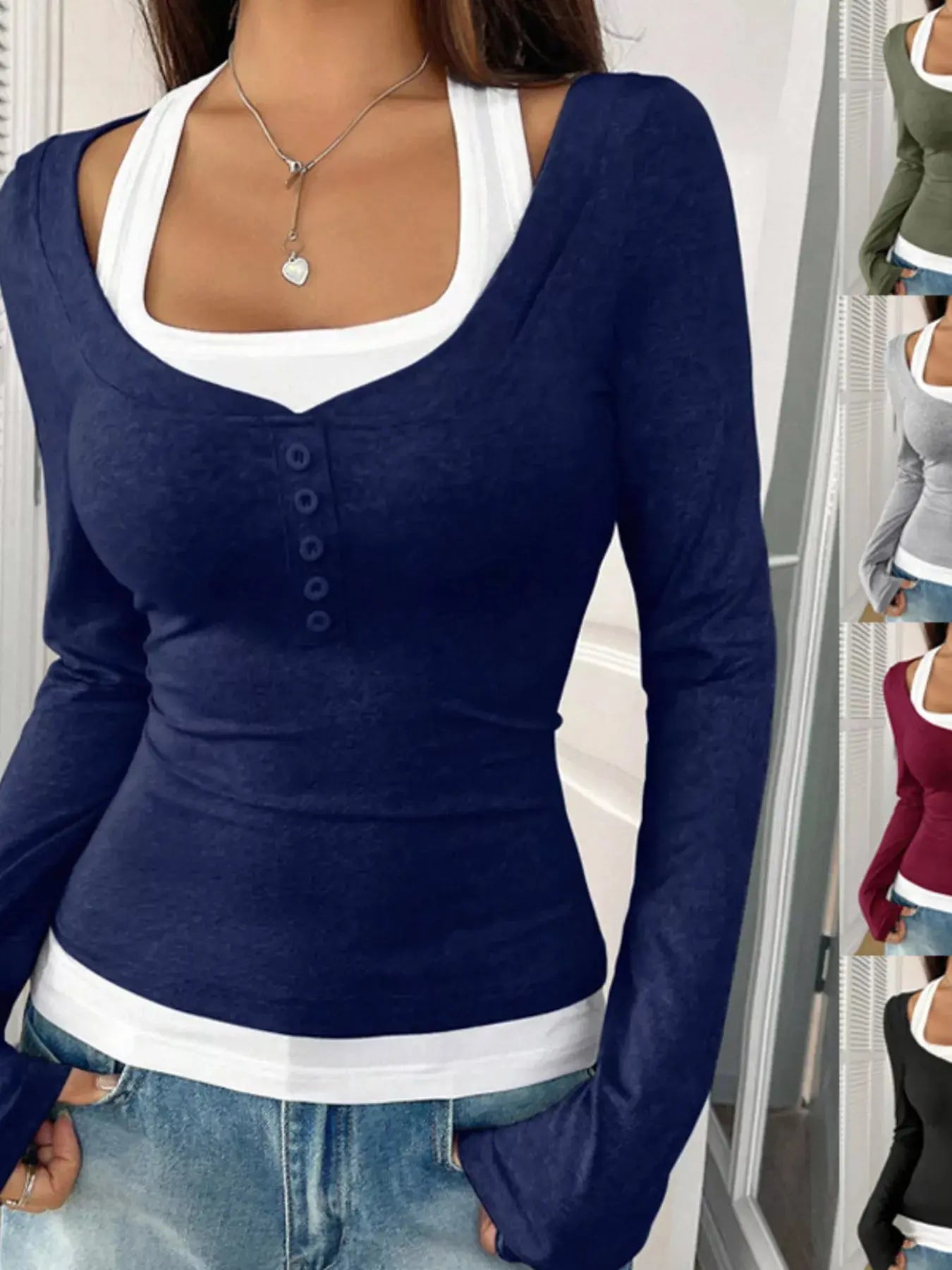 Scoop Neck Womens Long Sleeve T Shirt
