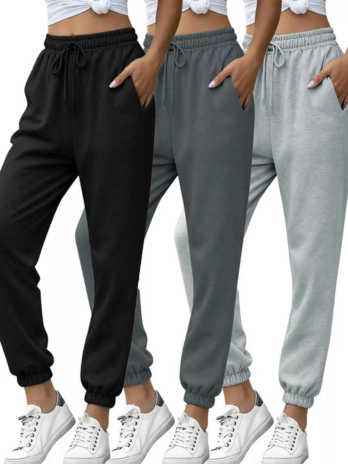 3-Piece Drawstring Joggers with Pockets Set