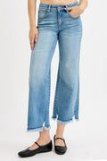 RISEN Jeans - Plus Size Mid Rise Crop Wide Leg Jeans