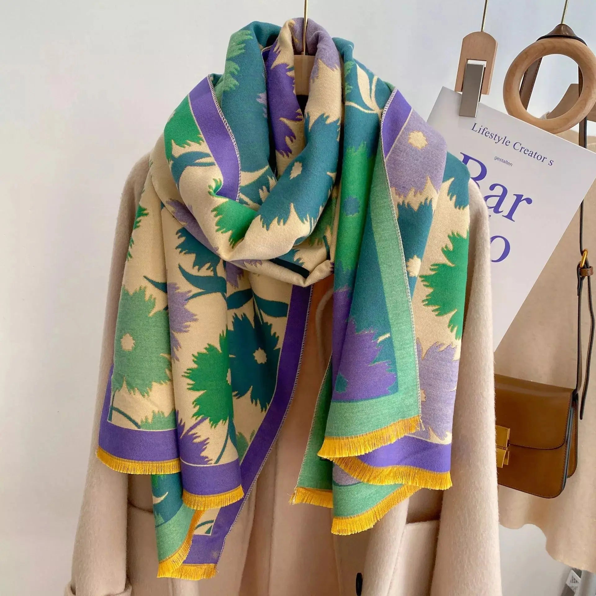 Floral Print Warm Winter Womens Scarf