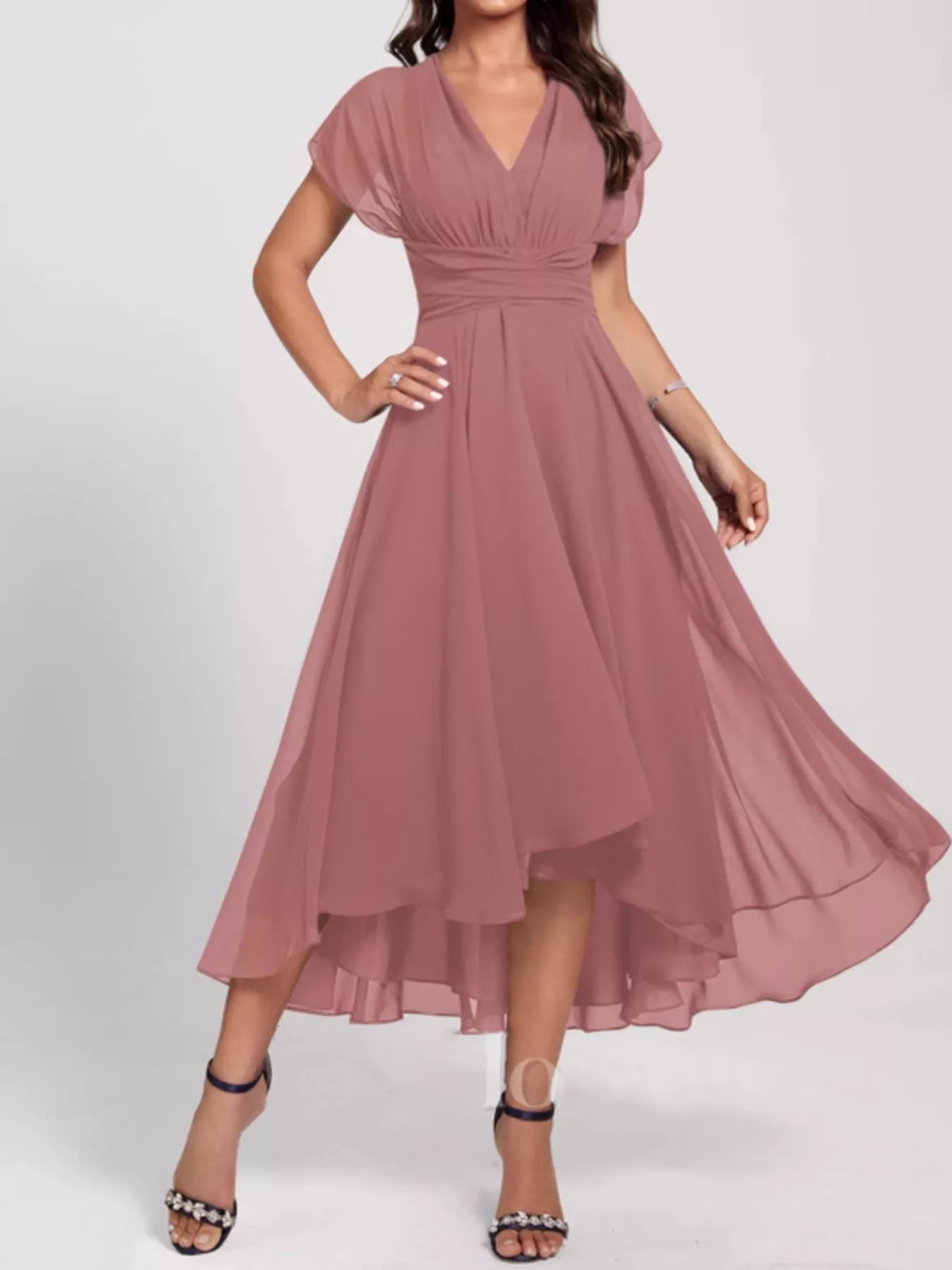 Ruched Crisscross A Line Midi Dress