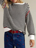 Striped Round Neck Long Sleeve Sweater