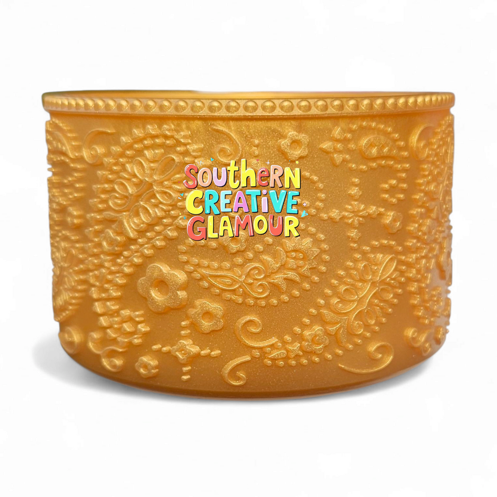 Gold Shimmer Paisley Silicone Tumbler Boot