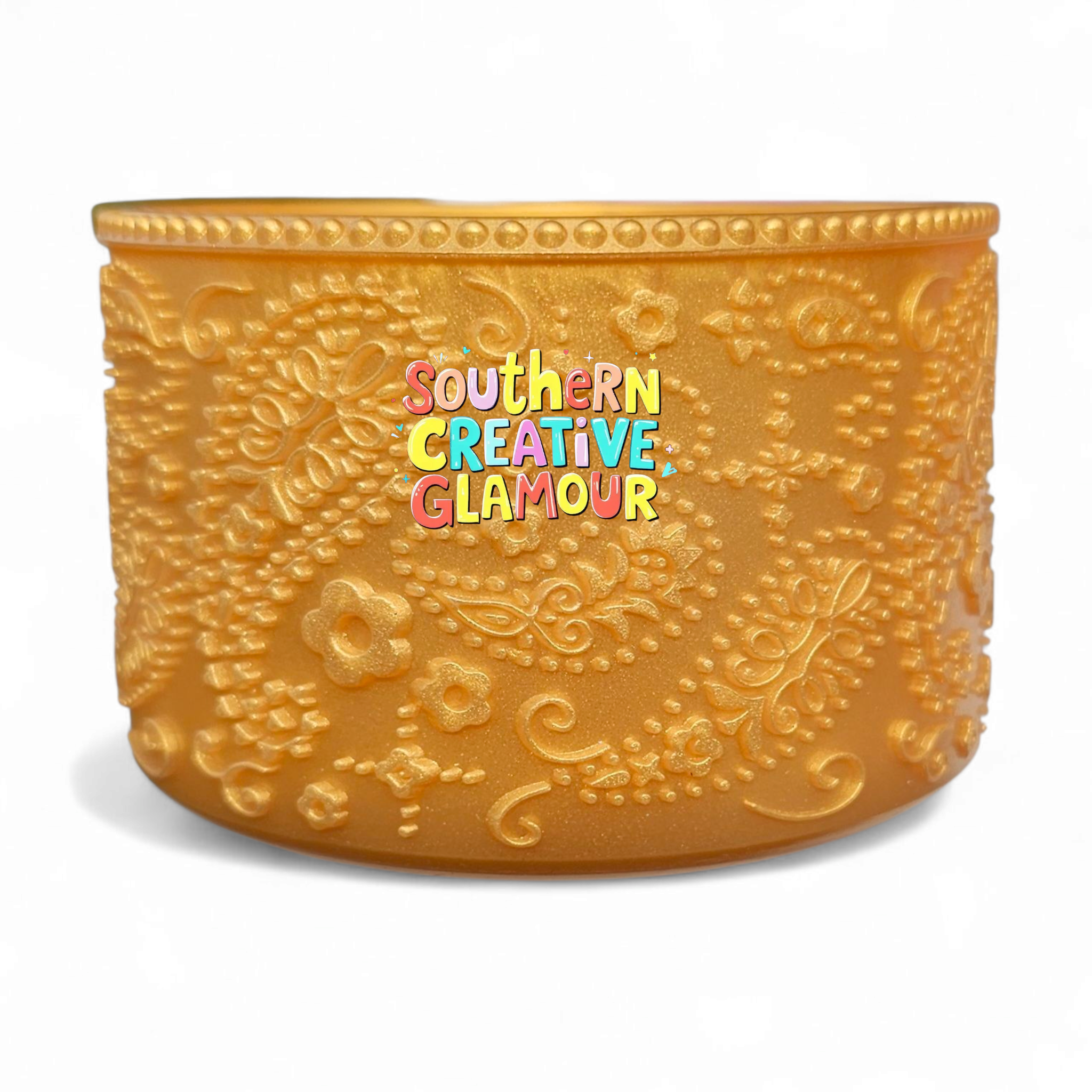 Gold Shimmer Paisley Silicone Tumbler Boot