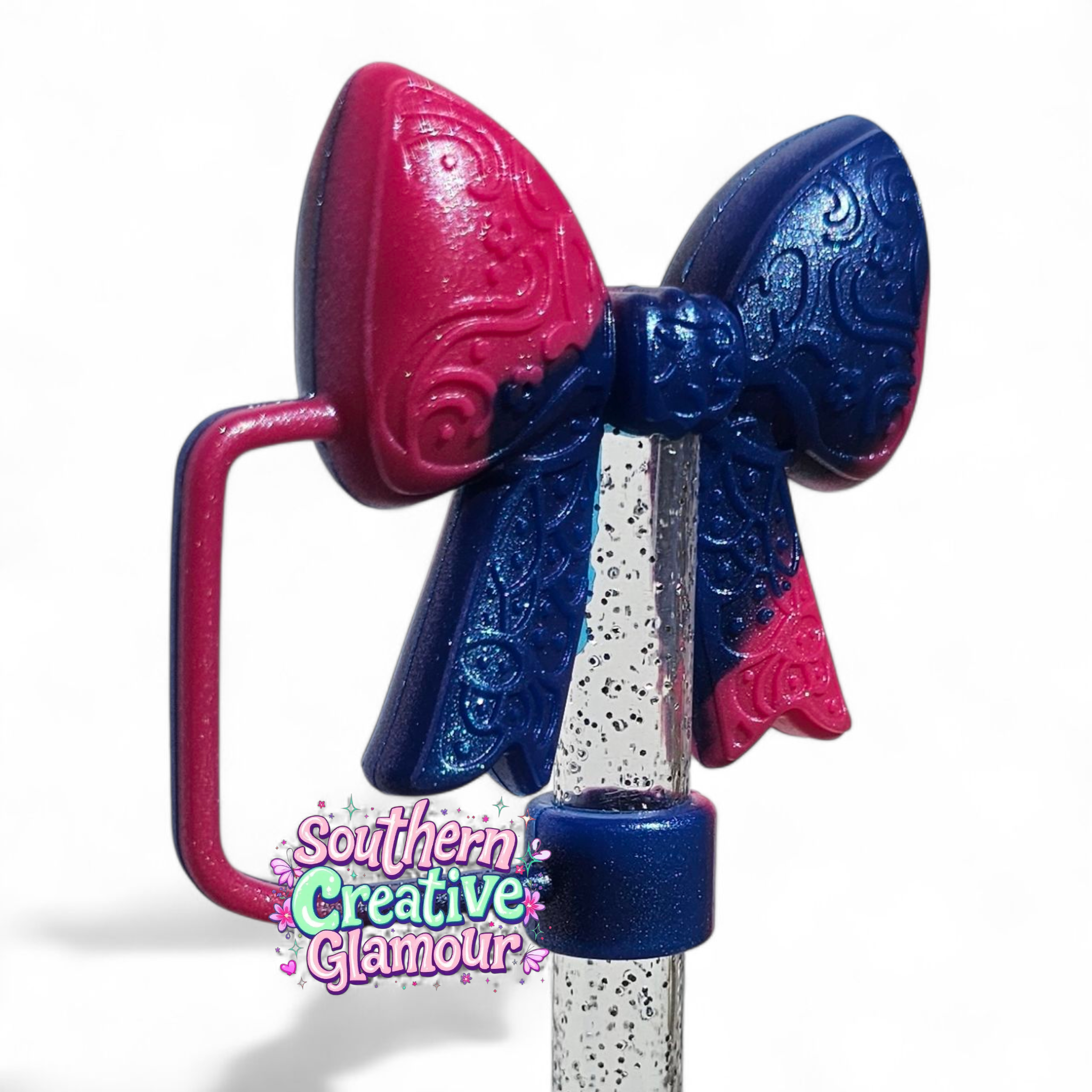 Paisley Princess 3D BOW Silicone 10mm Straw Topper | Berry Truffle Pink Shimmer