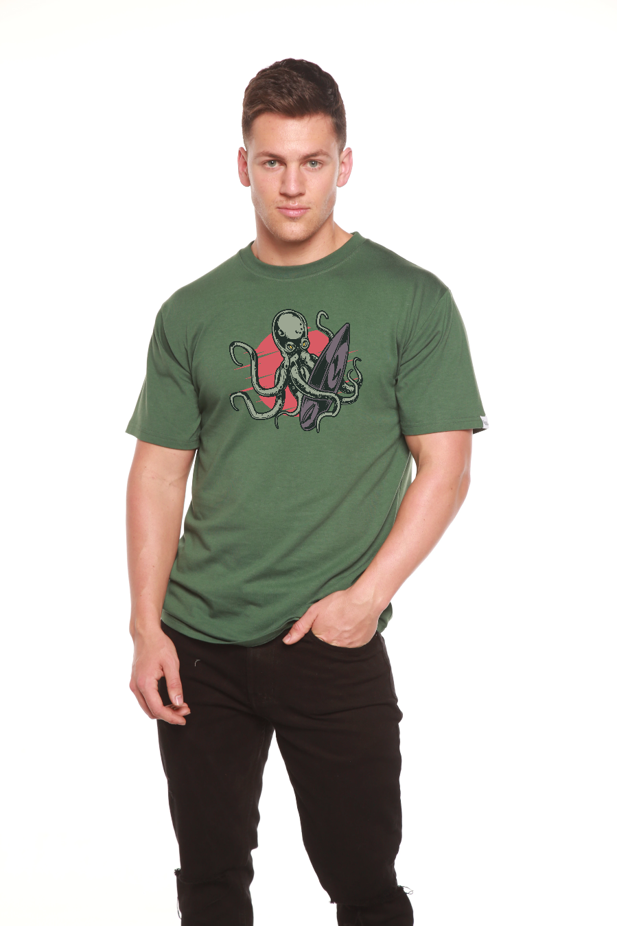 Octopus Men's Bamboo Viscose/Organic Cotton Short Sleeve Graphic T-Shirt