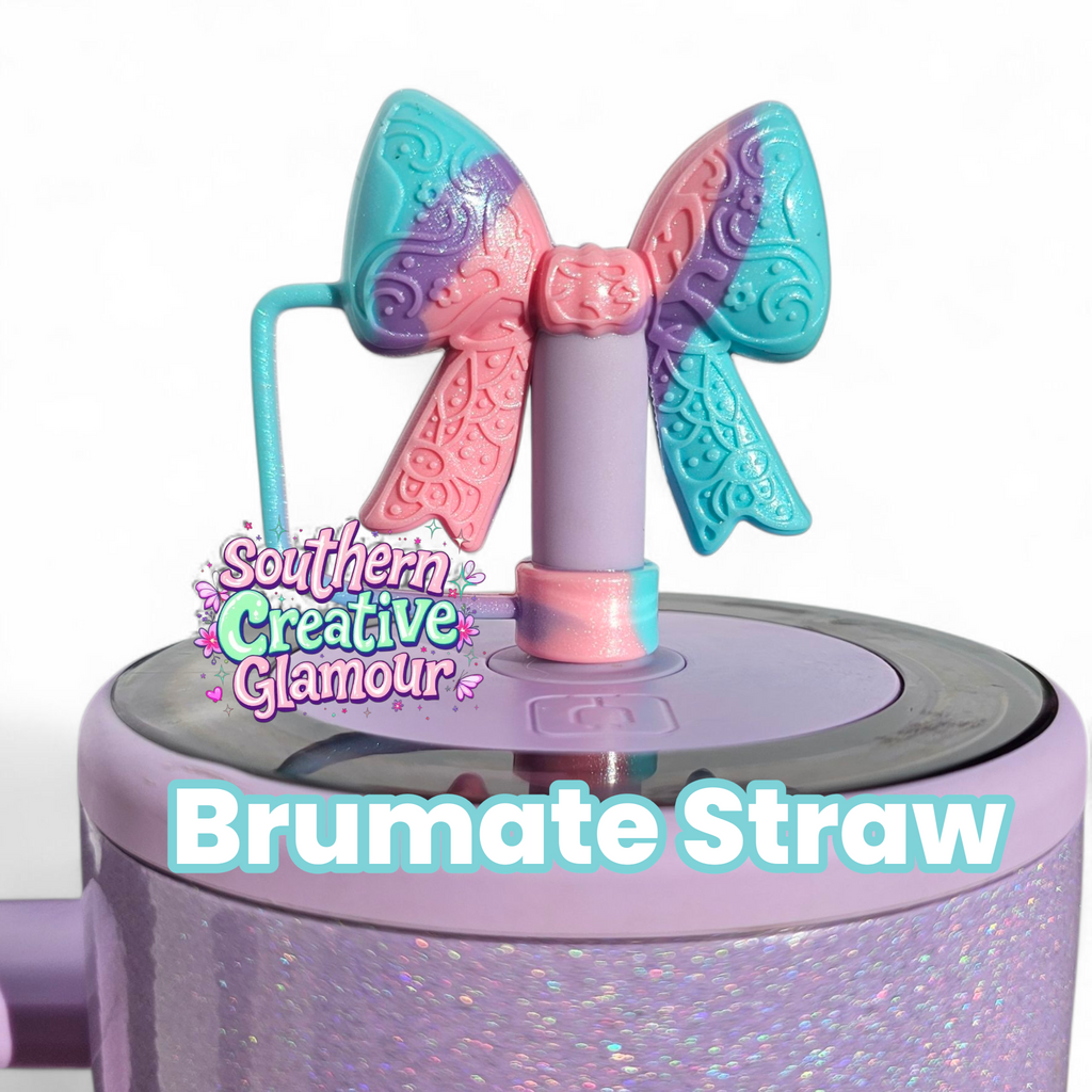 Paisley Princess 3D BOW Silicone 10mm Straw Topper | Berry Truffle Pink Shimmer