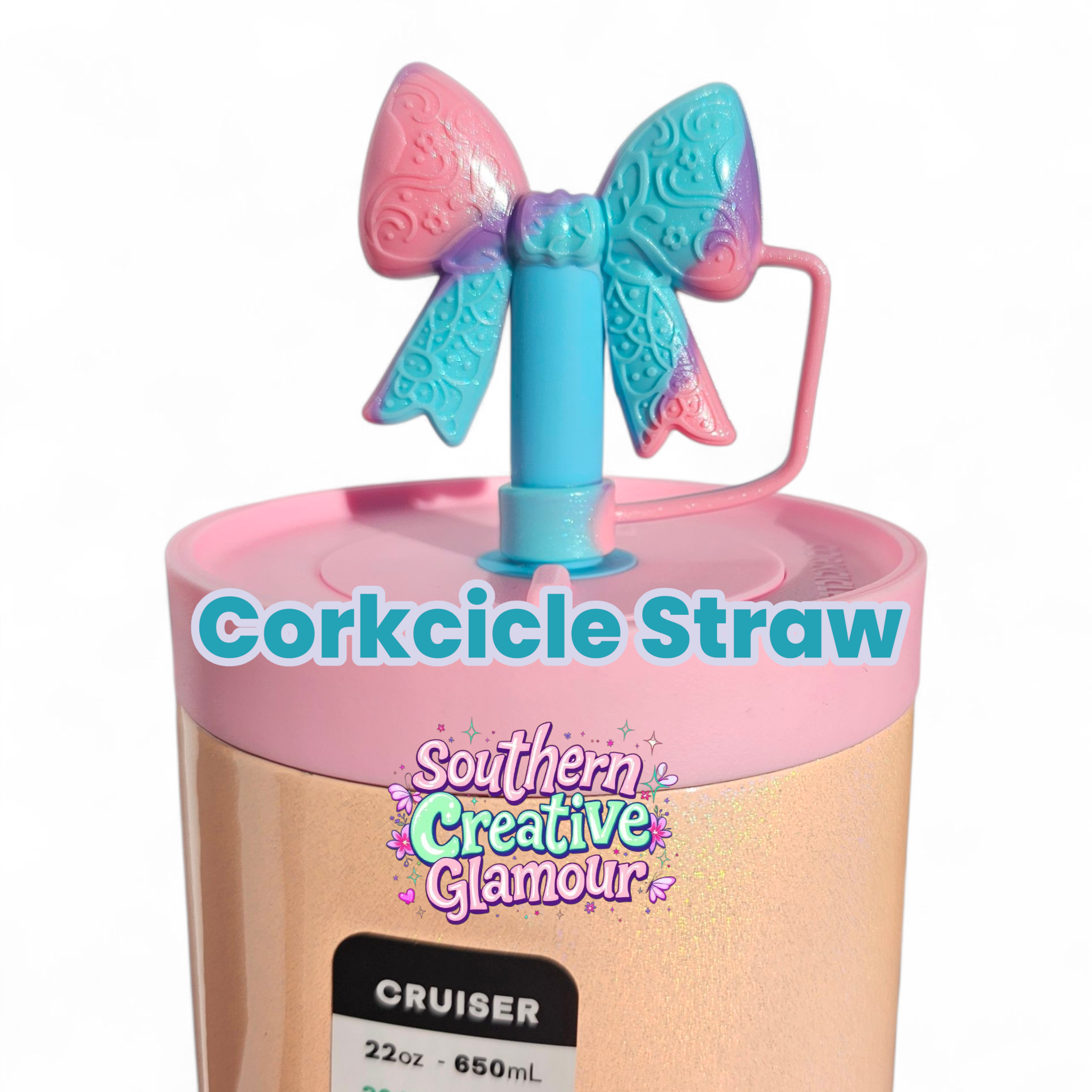 Paisley Princess 3D BOW Silicone 10mm Straw Topper | Berry Truffle Pink Shimmer