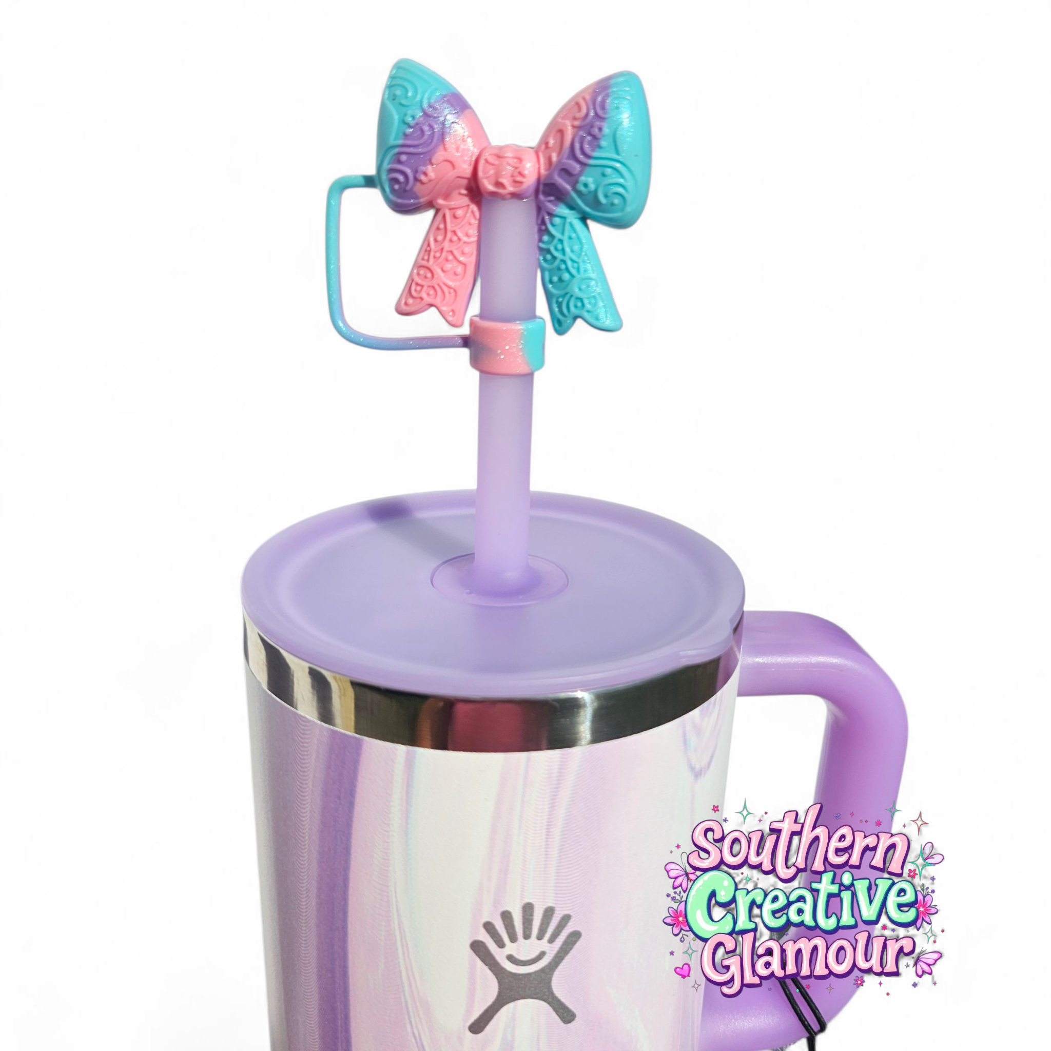 Paisley Princess 3D Bow Silicone 10mm Straw Topper | Pearl Shimmer