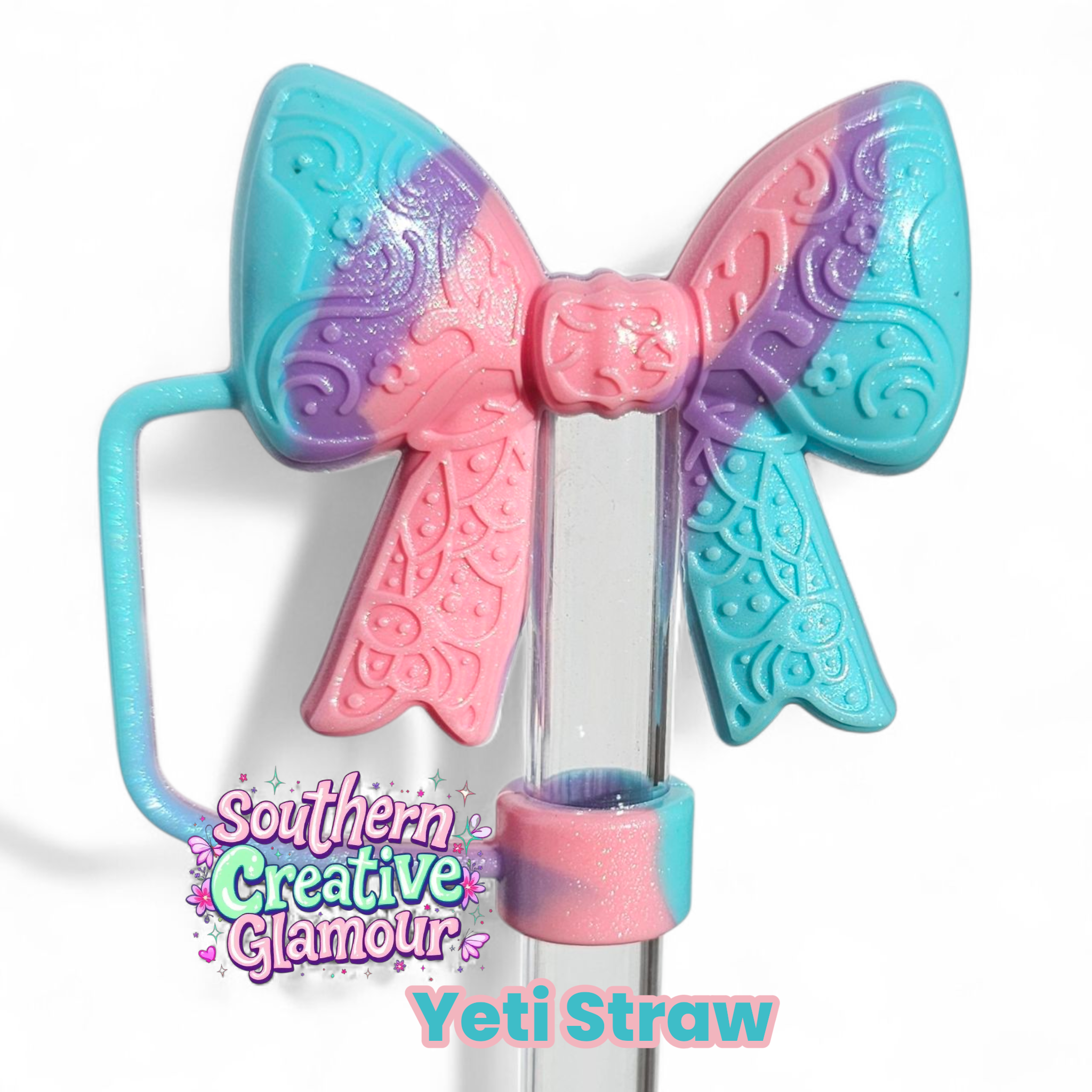 Paisley Princess 3D BOW Silicone Straw Topper | Watermelon Shimmer