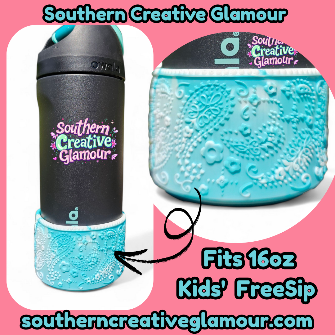 Gold Shimmer Paisley Silicone Tumbler Boot