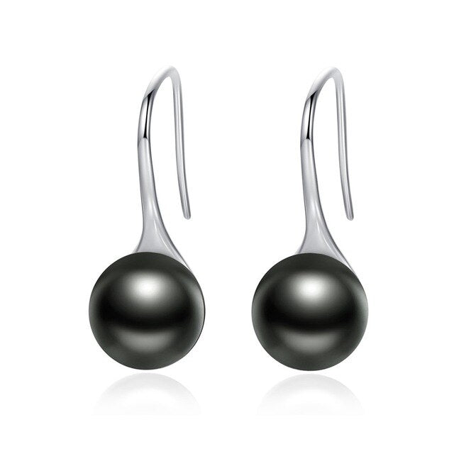 nowadaysfashion Sterling Silver Elegant Round Pure Love Pearl Drop Earrings