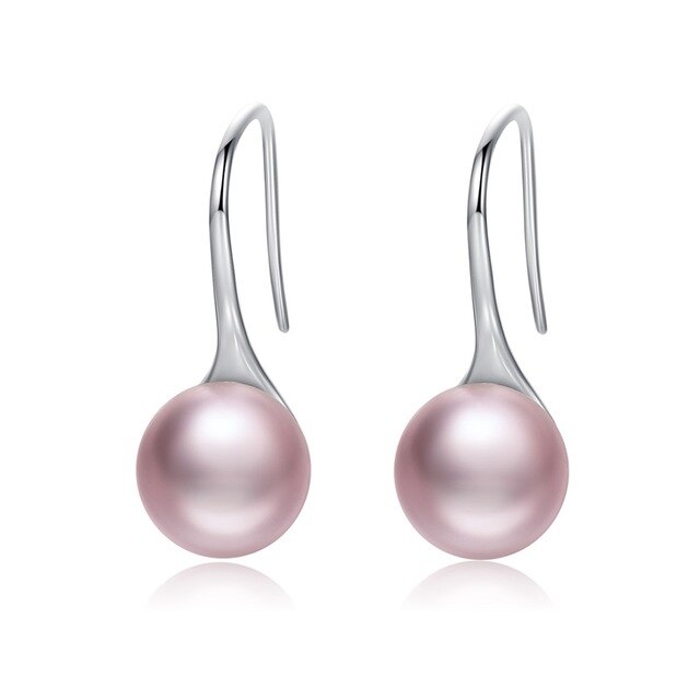 nowadaysfashion Sterling Silver Elegant Round Pure Love Pearl Drop Earrings