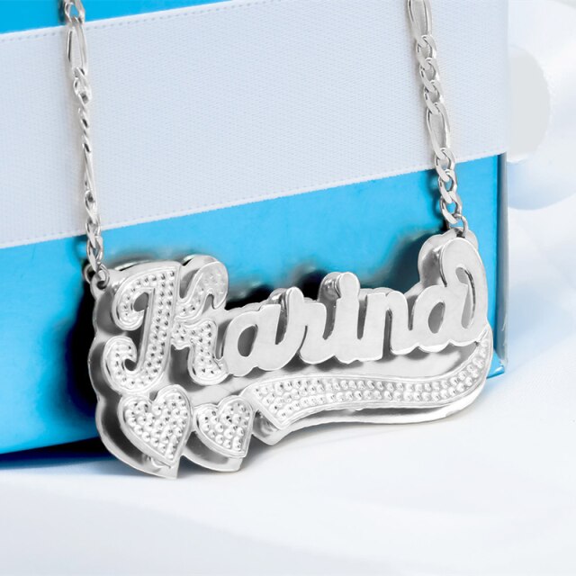nowadaysfashion Custom Name Necklace Personality Stainless Steel Gold Choker Nameplate Pendant Necklace