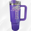 Purple Crystal Beaded Bow Tumbler Charm