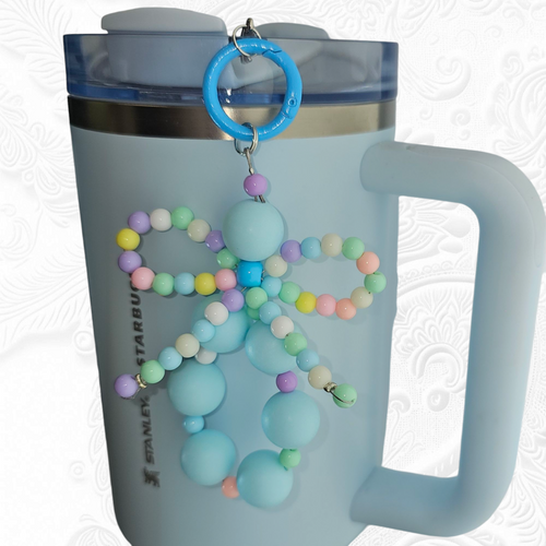 Beaded Ribbon Bow Tumbler Cup Charm Pendant