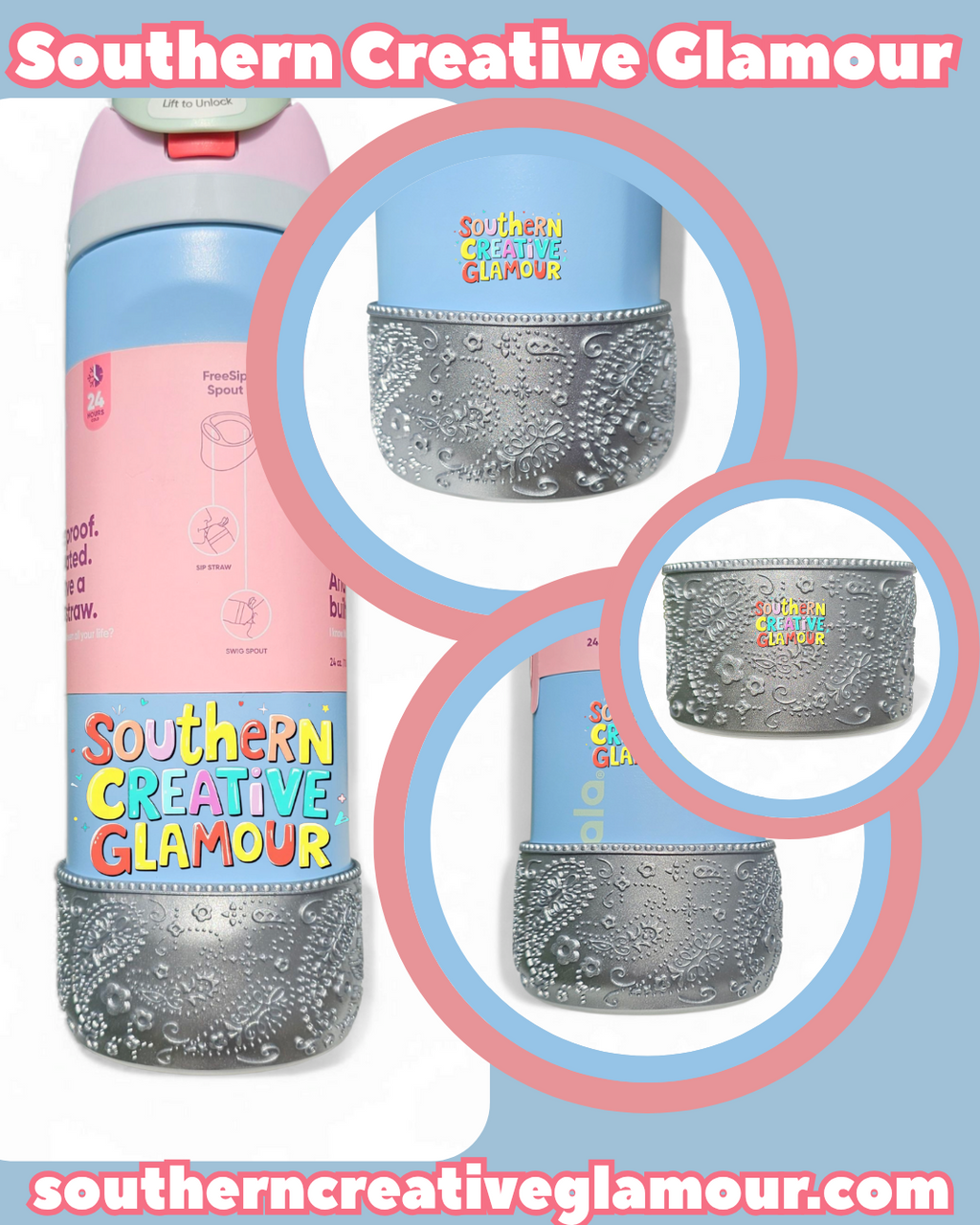 Turquoise Shimmer Paisley Silicone Tumbler Boot
