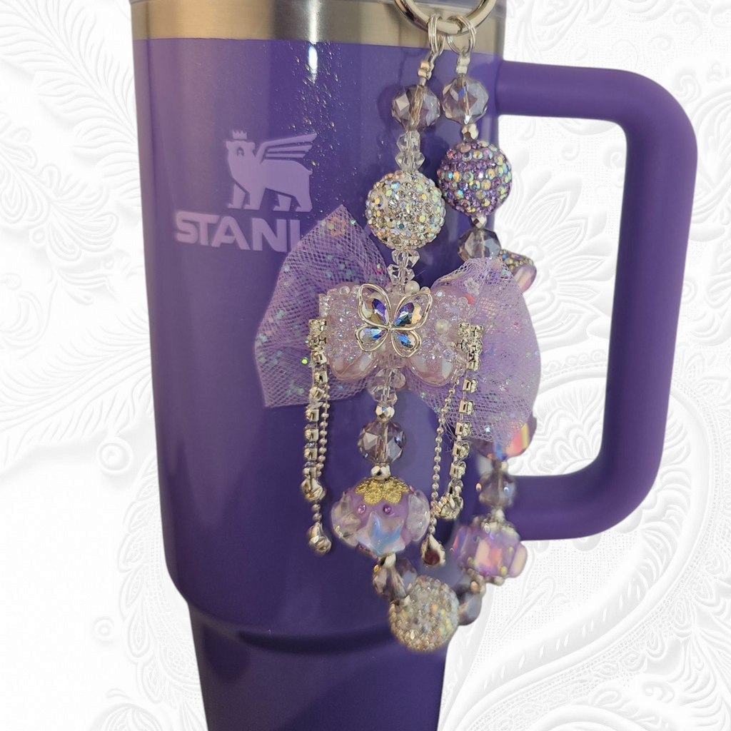 Deluxe Princess Beaded Tumbler Charm Necklace  - Lavender Purple