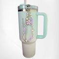 Sakura Flower Beaded Tumbler Charm Bracelet  - Lavender Purple